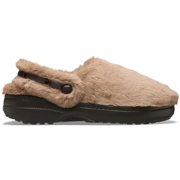CROCS Classic Unfurgettable Fuzzy Cozy Clog Tan NEW w Tag Women’s Sz 9 Mens Sz 7 - Picture 2 of 10